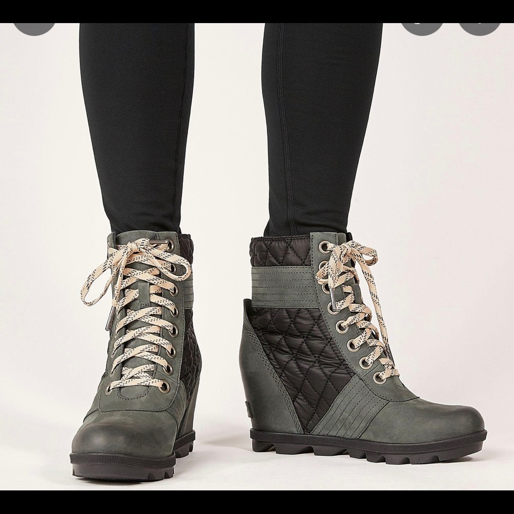SOREL LEXIE WEDGE WATERPROOF BOOTIES DARK SLATE - Picture 10 of 10
